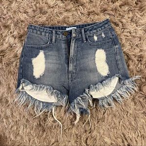Mumu Blue Wyoming High Waist Jean Shorts